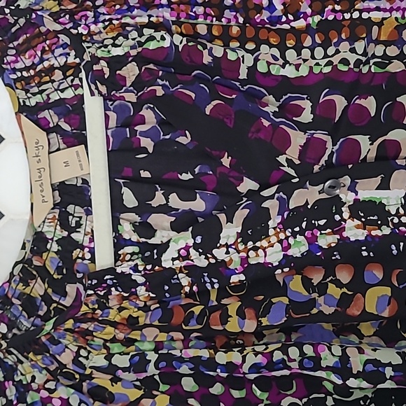 EUC Silk Presley Skye Button Front Dress Size M Purple & Black - Picture 4 of 6